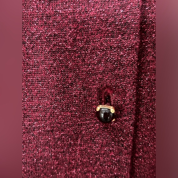 Talbots Cranberry Maroon Red Shimmer Metallic Cardigan Sweater Size Petite Large - Picture 6 of 12